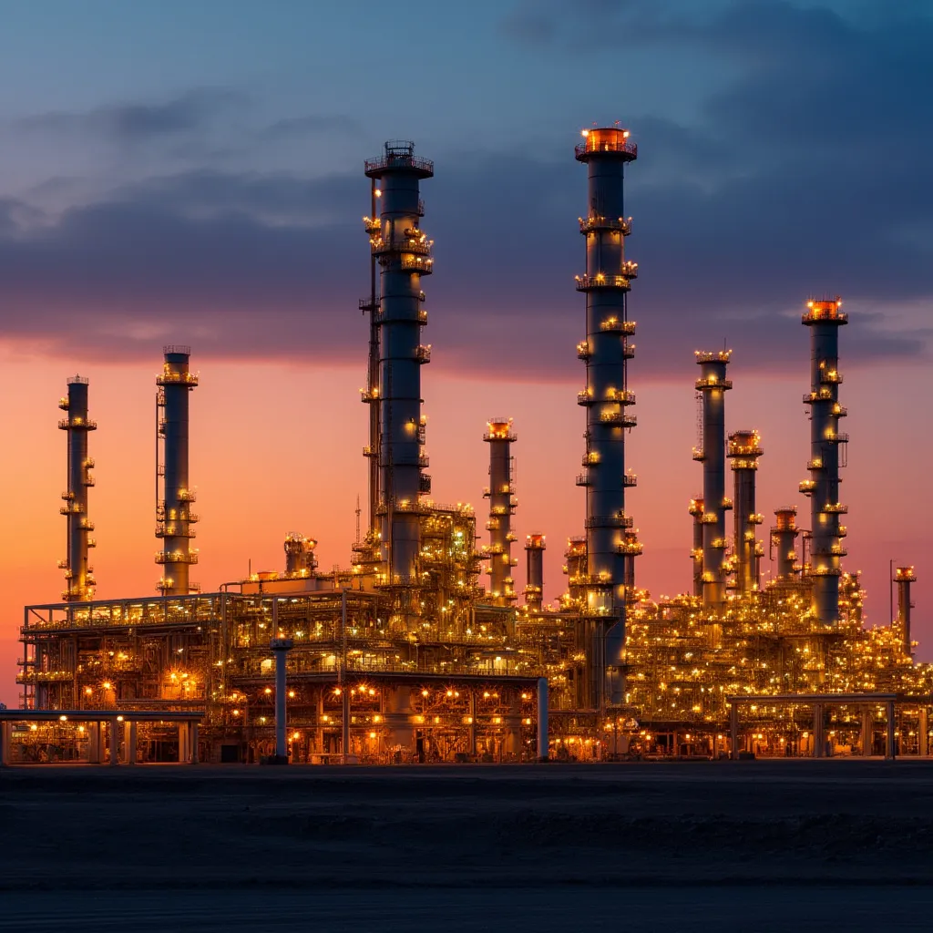 Refinería YPF al atardecer